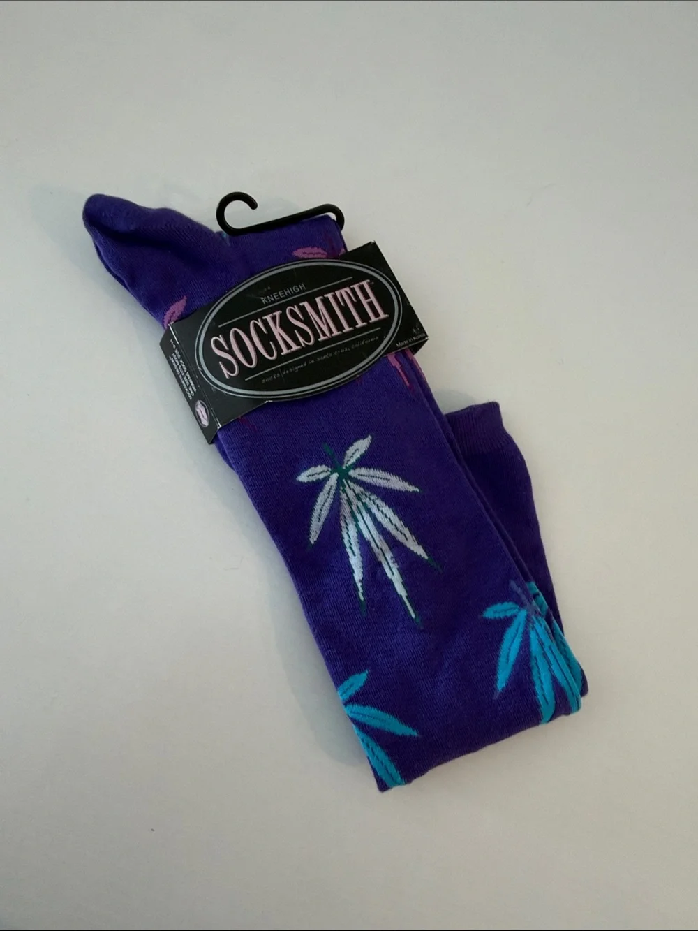 Socksmith Men's Purple Palm Leaf Crew Socks